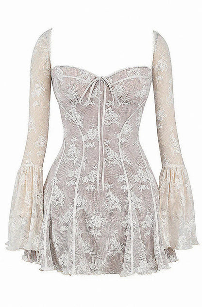 Lace Corset Flare Sleeve Mini Dress