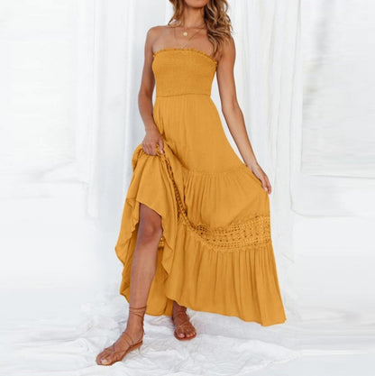 Strapless Smocked Tiered Maxi Dress