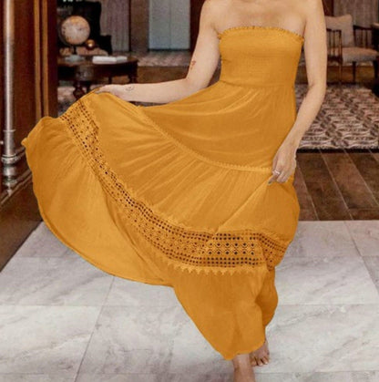 Strapless Smocked Tiered Maxi Dress