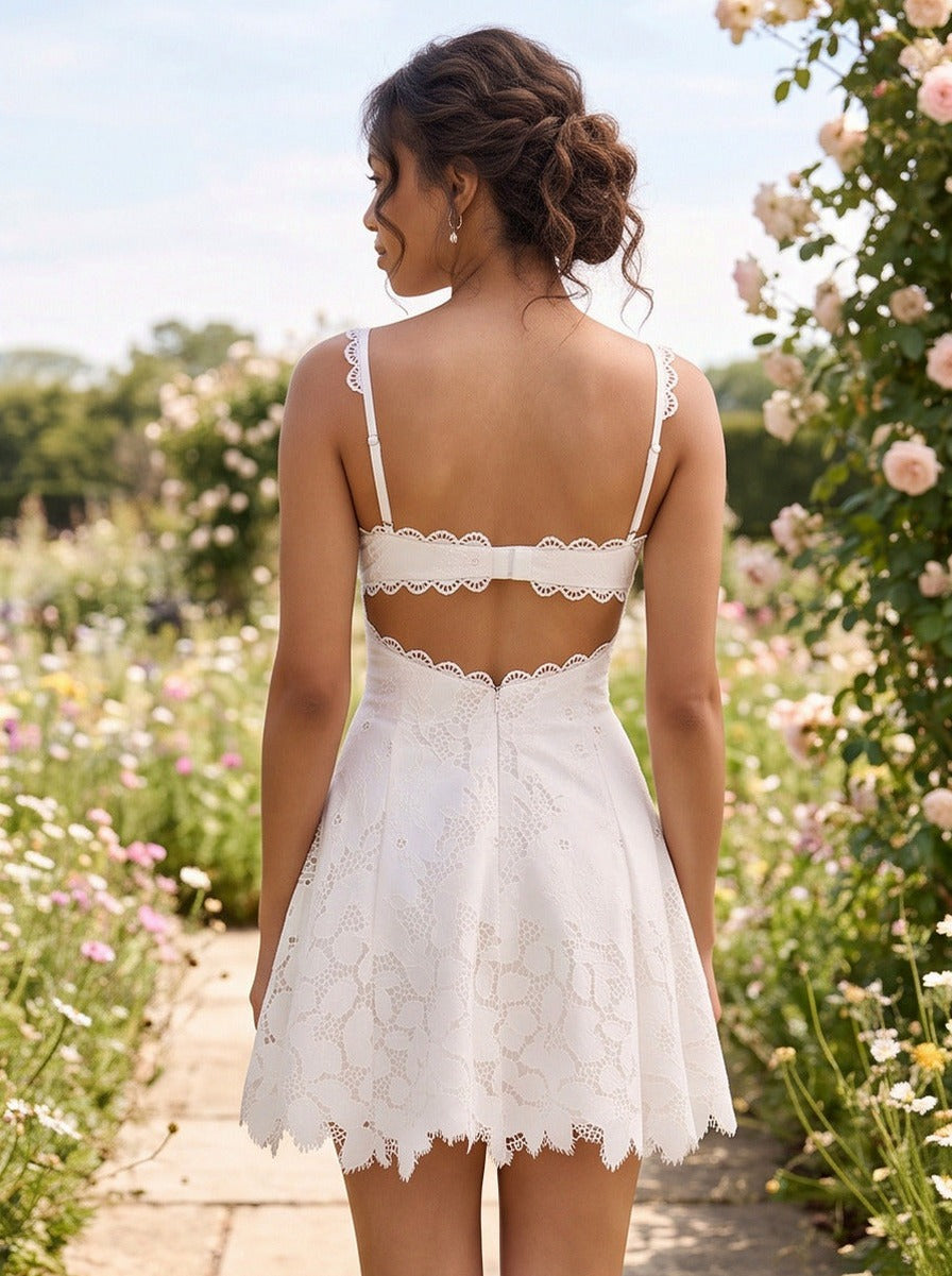 Lace Square Neck Mini Dress