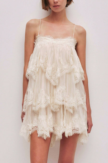 Lace Tiered Babydoll Mini Dress