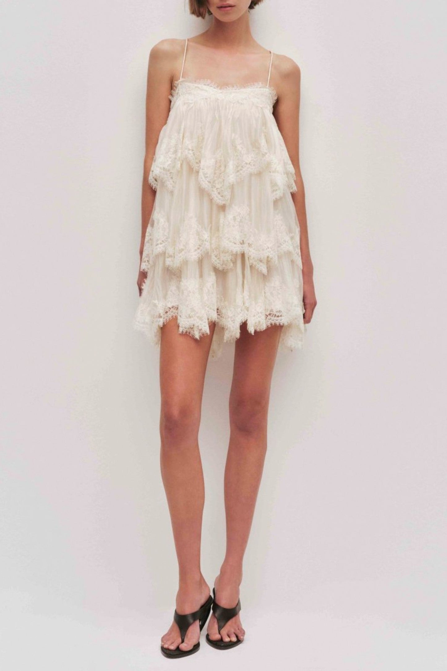 Lace Tiered Babydoll Mini Dress
