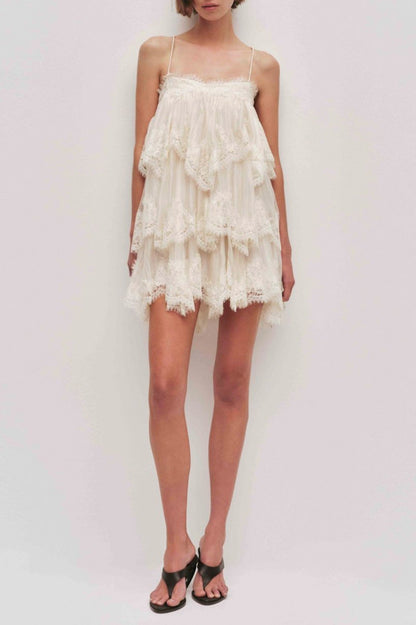 Lace Tiered Babydoll Mini Dress