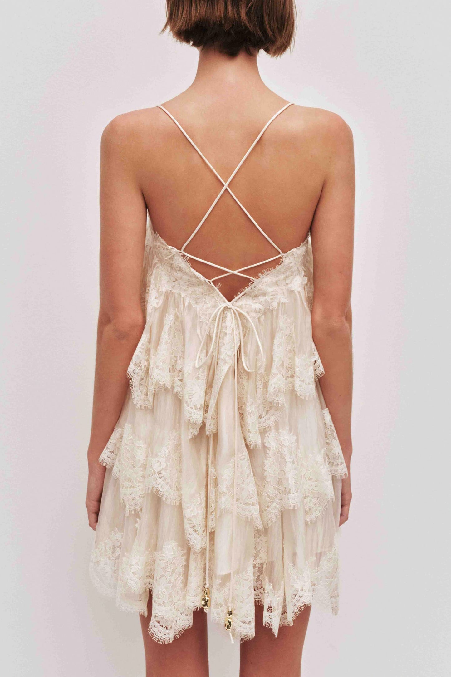 Lace Tiered Babydoll Mini Dress