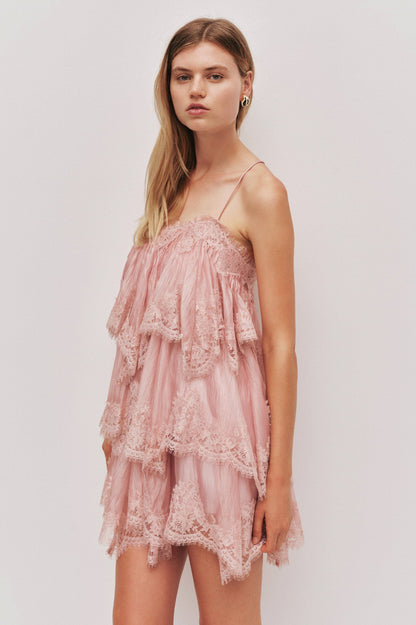 Lace Tiered Babydoll Mini Dress