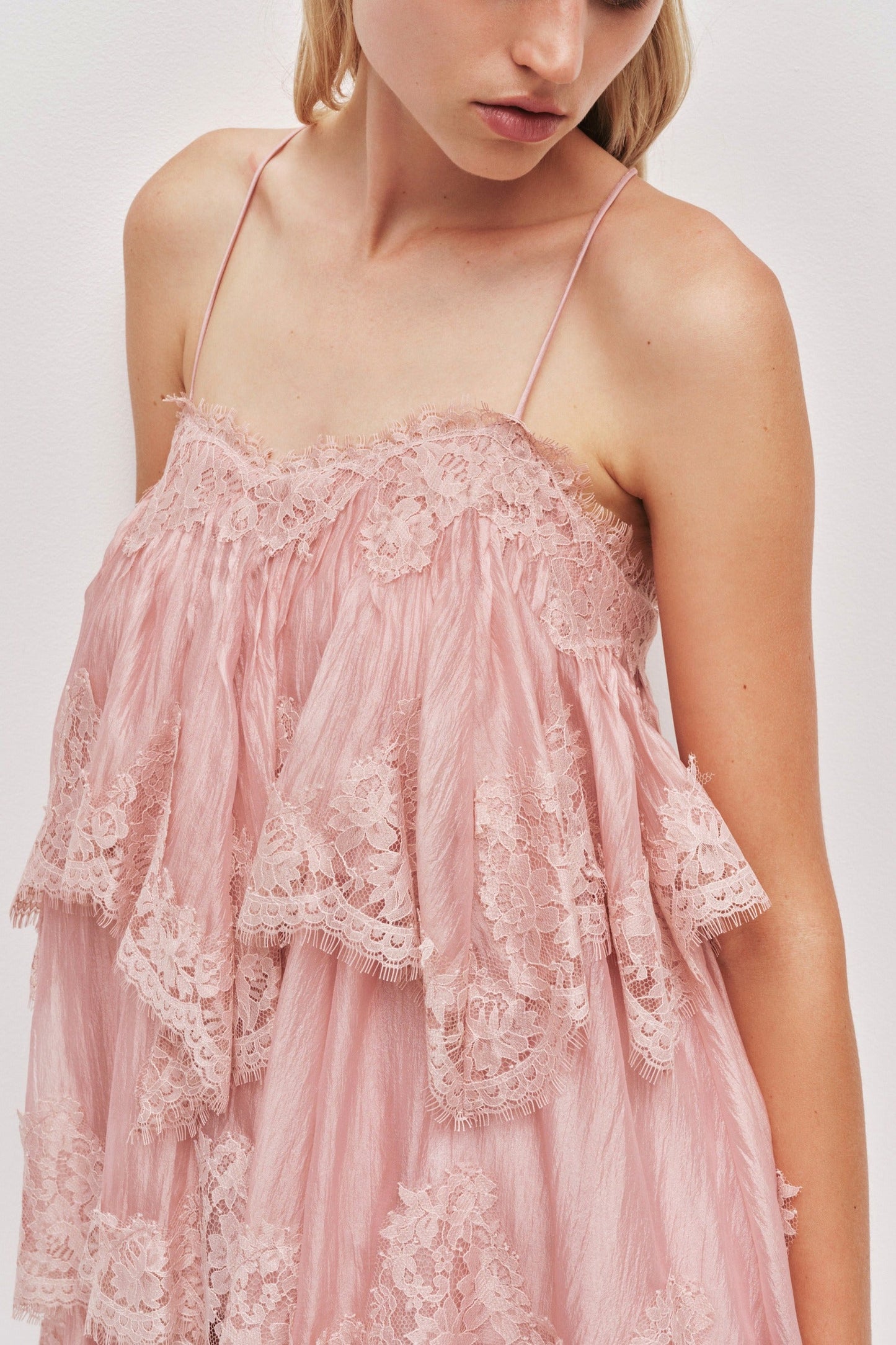 Lace Tiered Babydoll Mini Dress