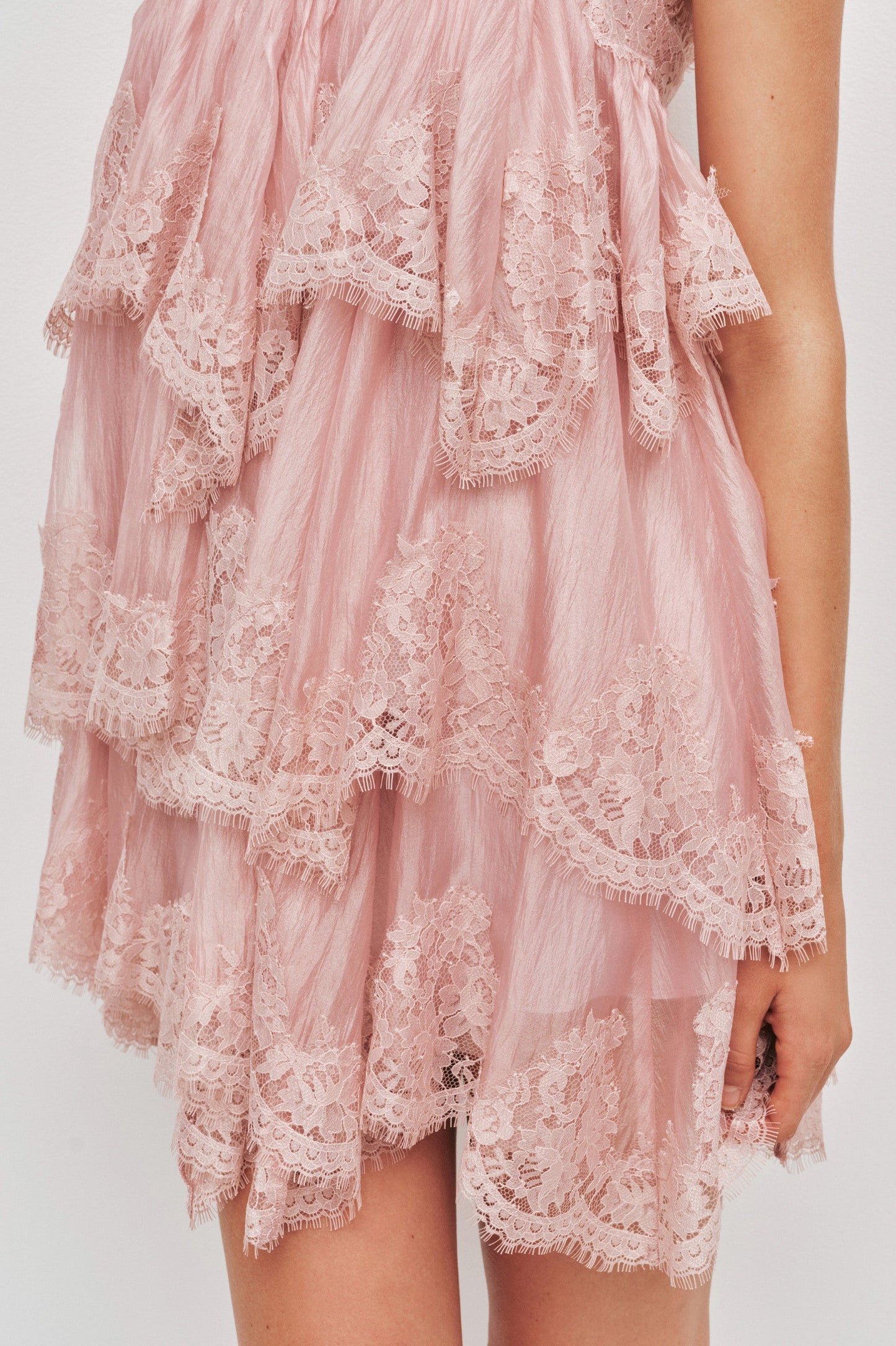 Lace Tiered Babydoll Mini Dress