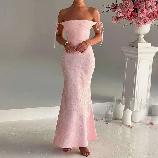 Off Shoulder Lace Maxi Dress