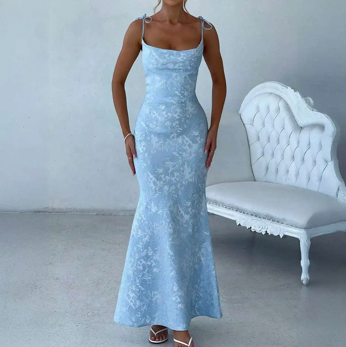 Off Shoulder Lace Maxi Dress