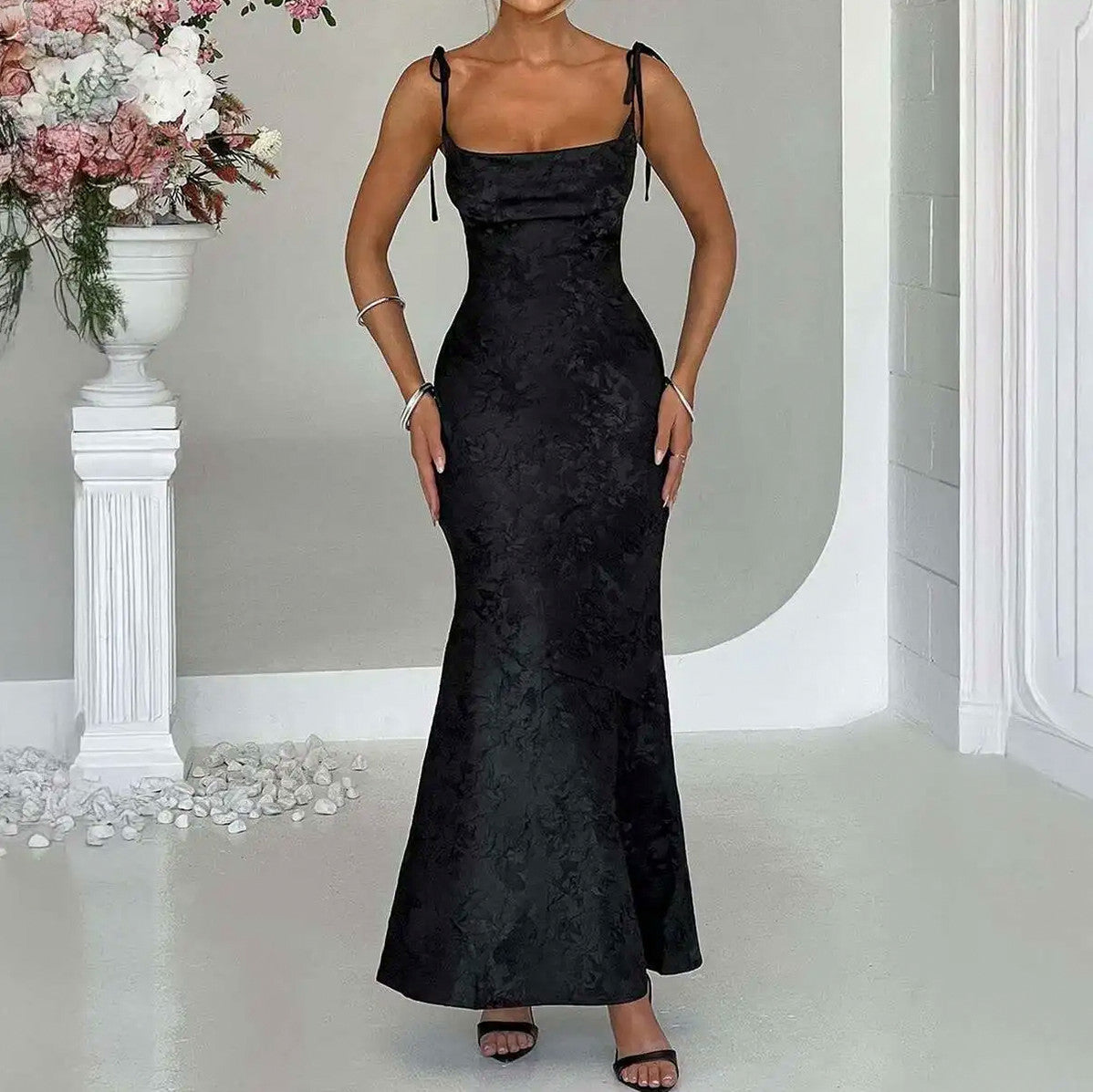 Off Shoulder Lace Maxi Dress