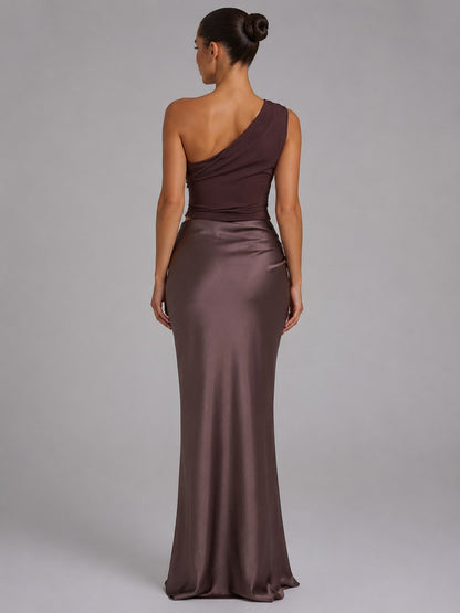 One Shoulder Ruched Maxi Dress