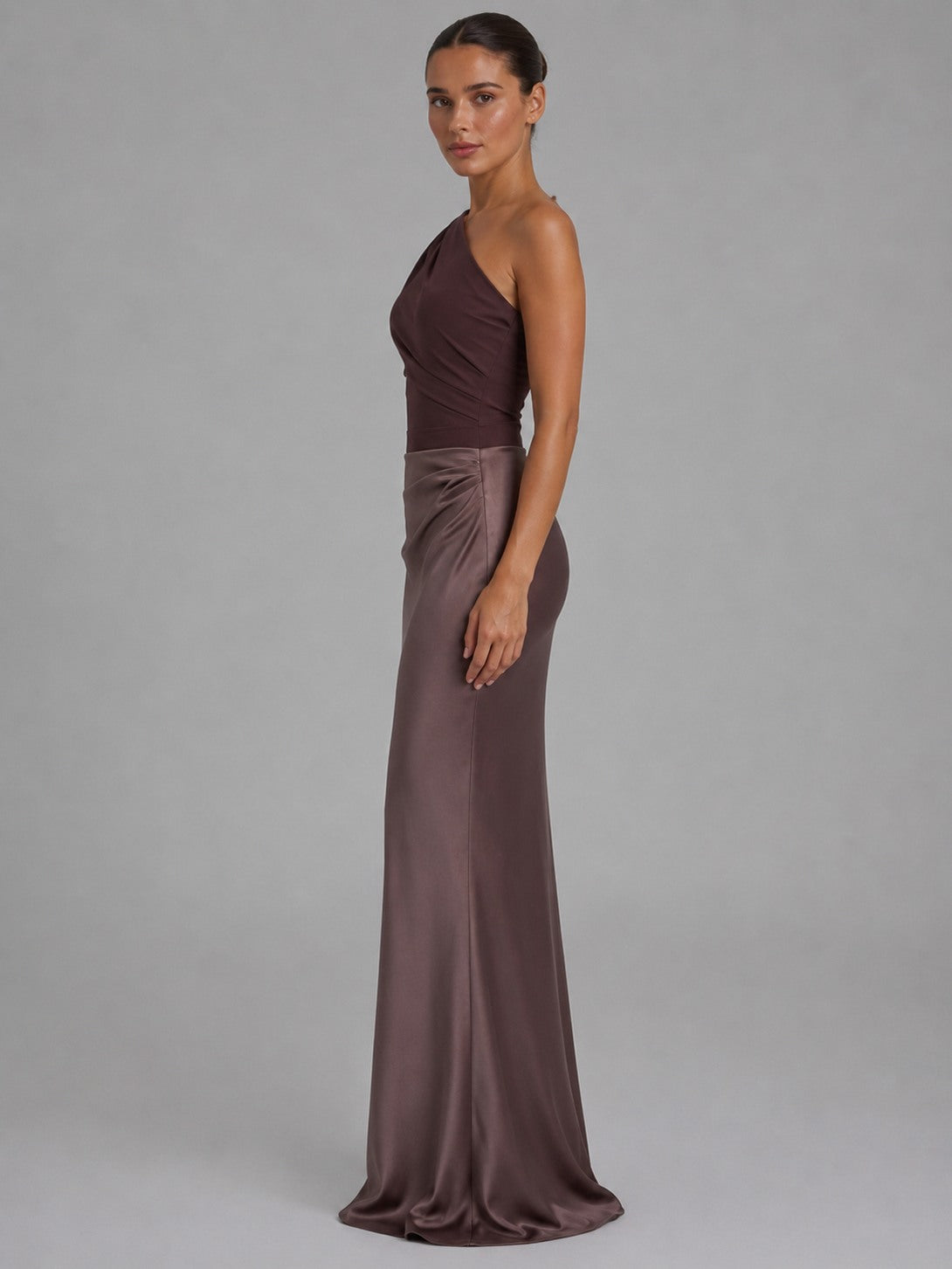 One Shoulder Ruched Maxi Dress