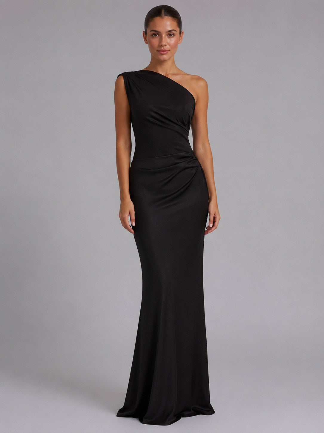 One Shoulder Ruched Maxi Dress