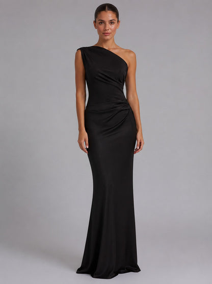 One Shoulder Ruched Maxi Dress
