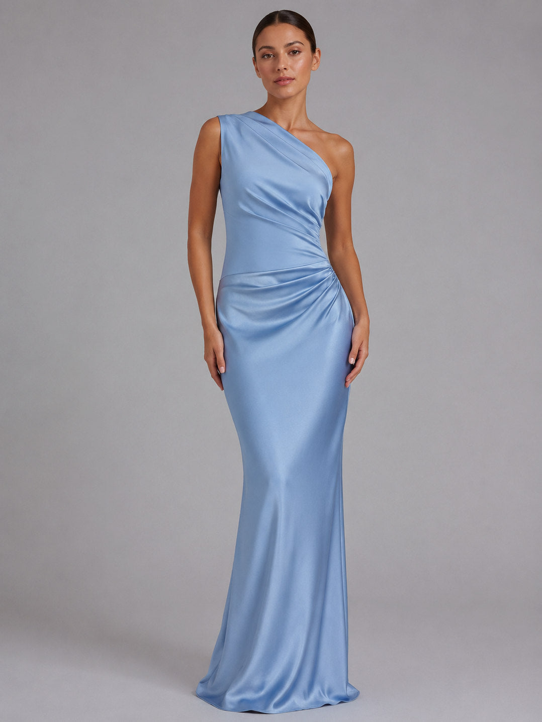 One Shoulder Ruched Maxi Dress