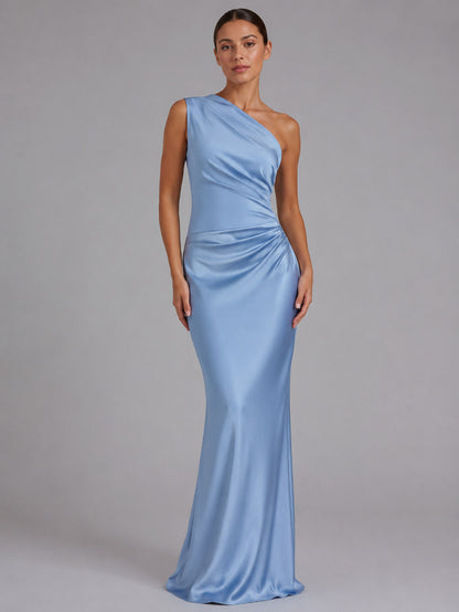 One Shoulder Ruched Maxi Dress