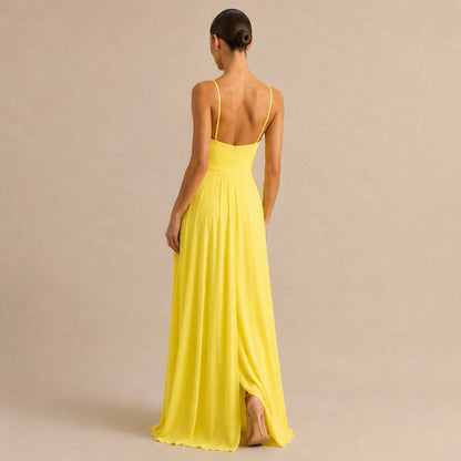 Pleated Sweetheart Formal Maxi Dress