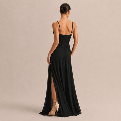 Pleated Sweetheart Formal Maxi Dress