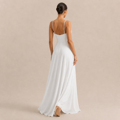Pleated Sweetheart Formal Maxi Dress