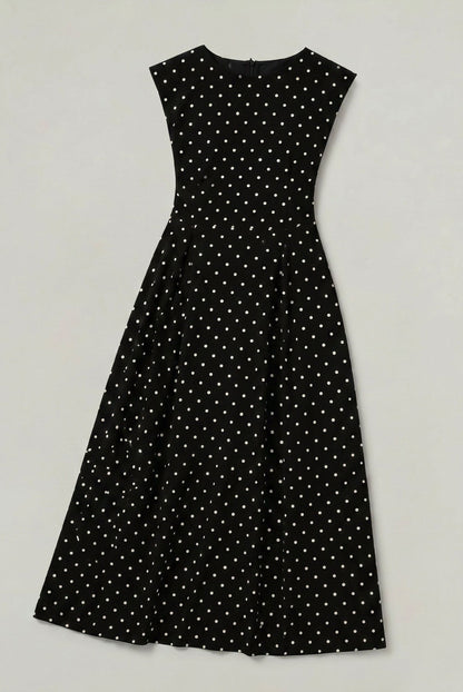 Polka Dot Cap Sleeve Maxi Dress