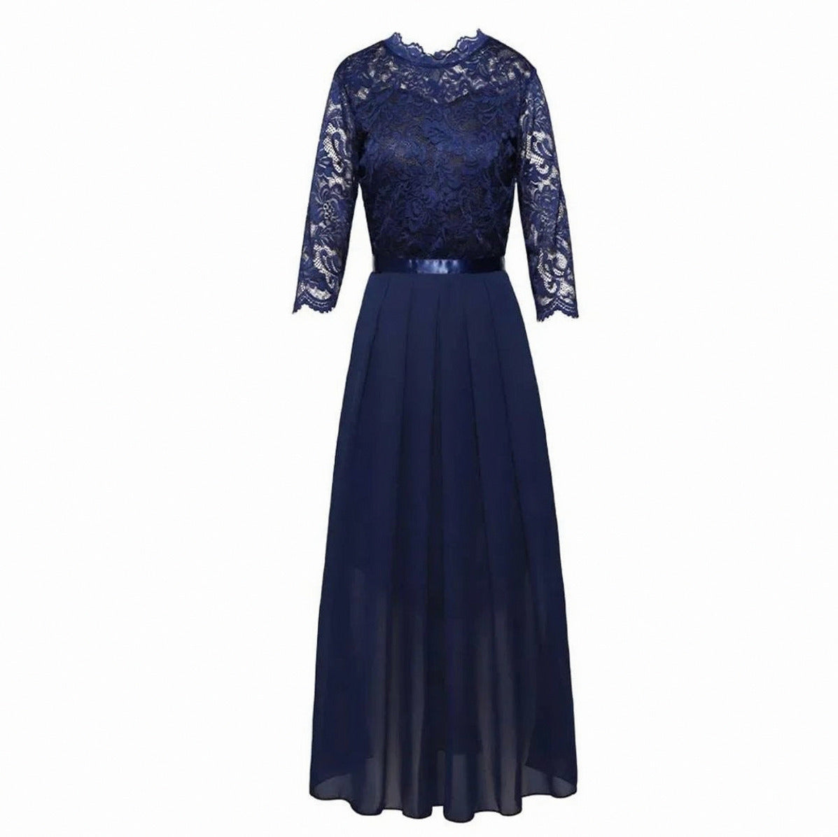 Lace Pleated Formal Maxi Dress