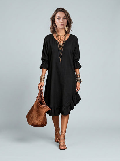 Ruffle Sleeve Flounce Midi Dress