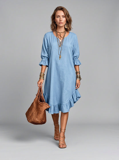Ruffle Sleeve Flounce Midi Dress