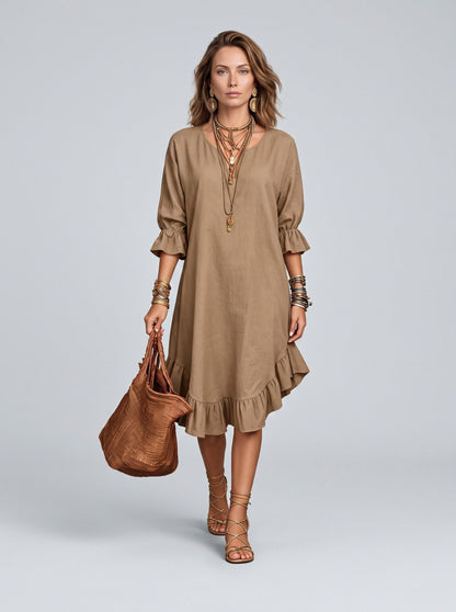 Ruffle Sleeve Flounce Midi Dress