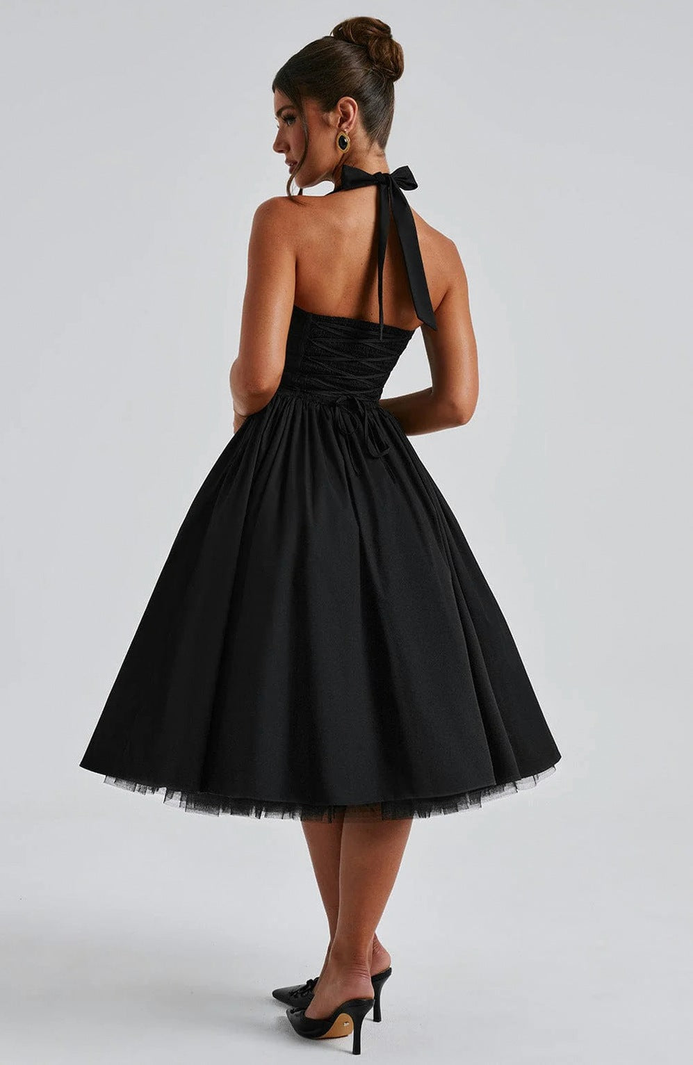 Satin Corset Halter Midi Dress