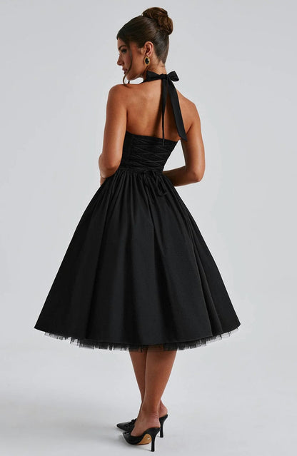 Satin Corset Halter Midi Dress
