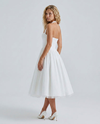 Satin Corset Halter Midi Dress