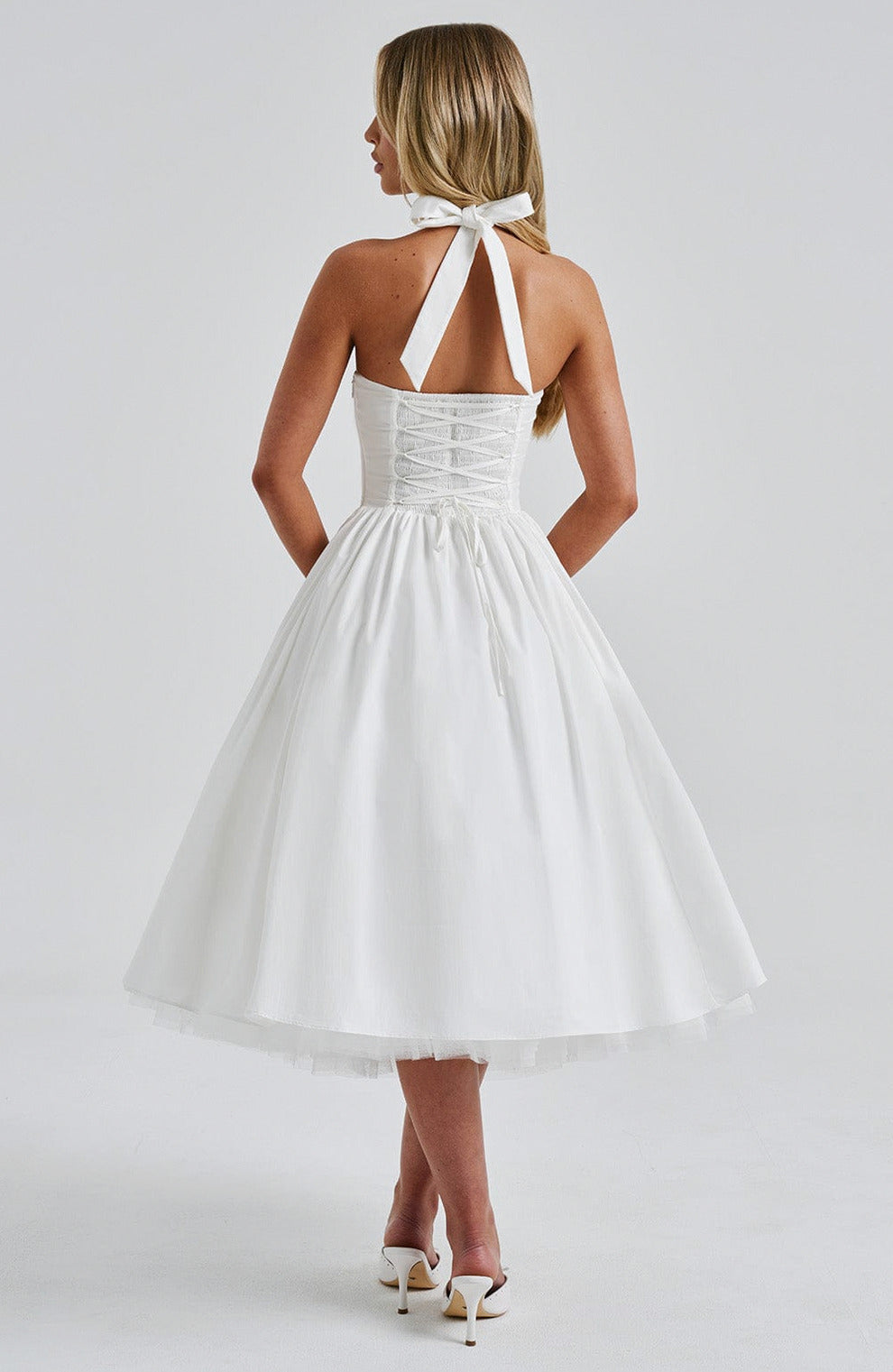Satin Corset Halter Midi Dress