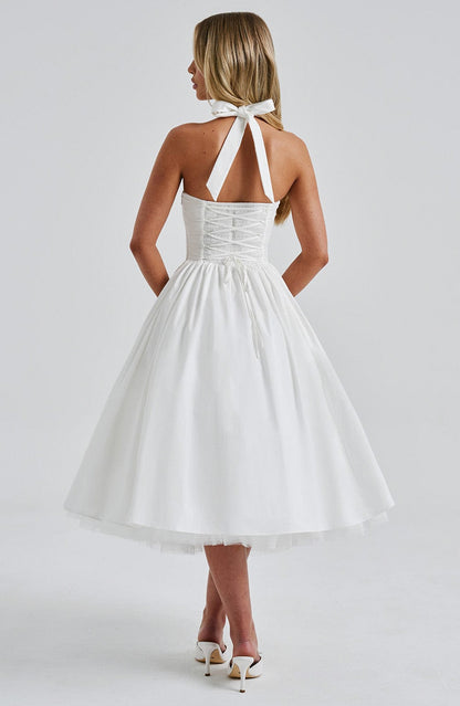 Satin Corset Halter Midi Dress