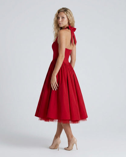 Satin Corset Halter Midi Dress