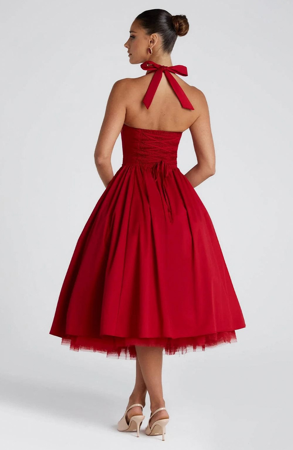 Satin Corset Halter Midi Dress