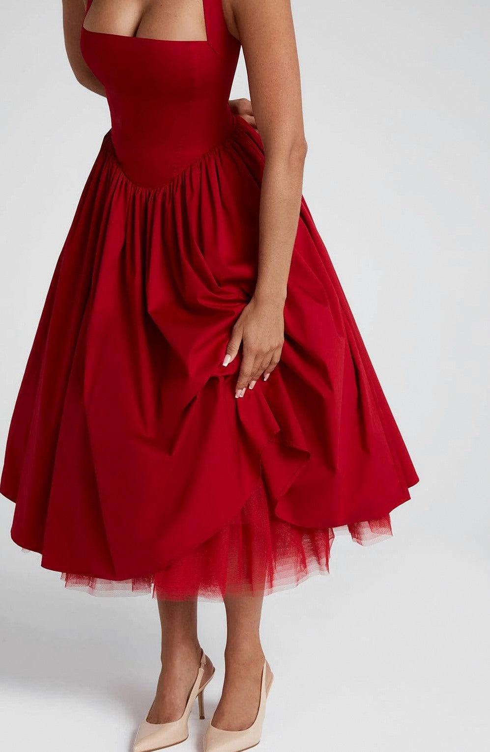 Satin Corset Halter Midi Dress