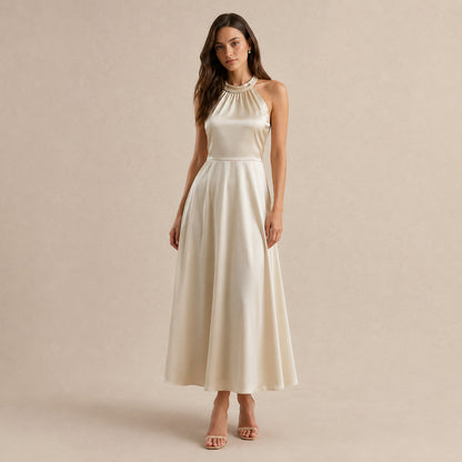 Satin Halter Formal Maxi Dress
