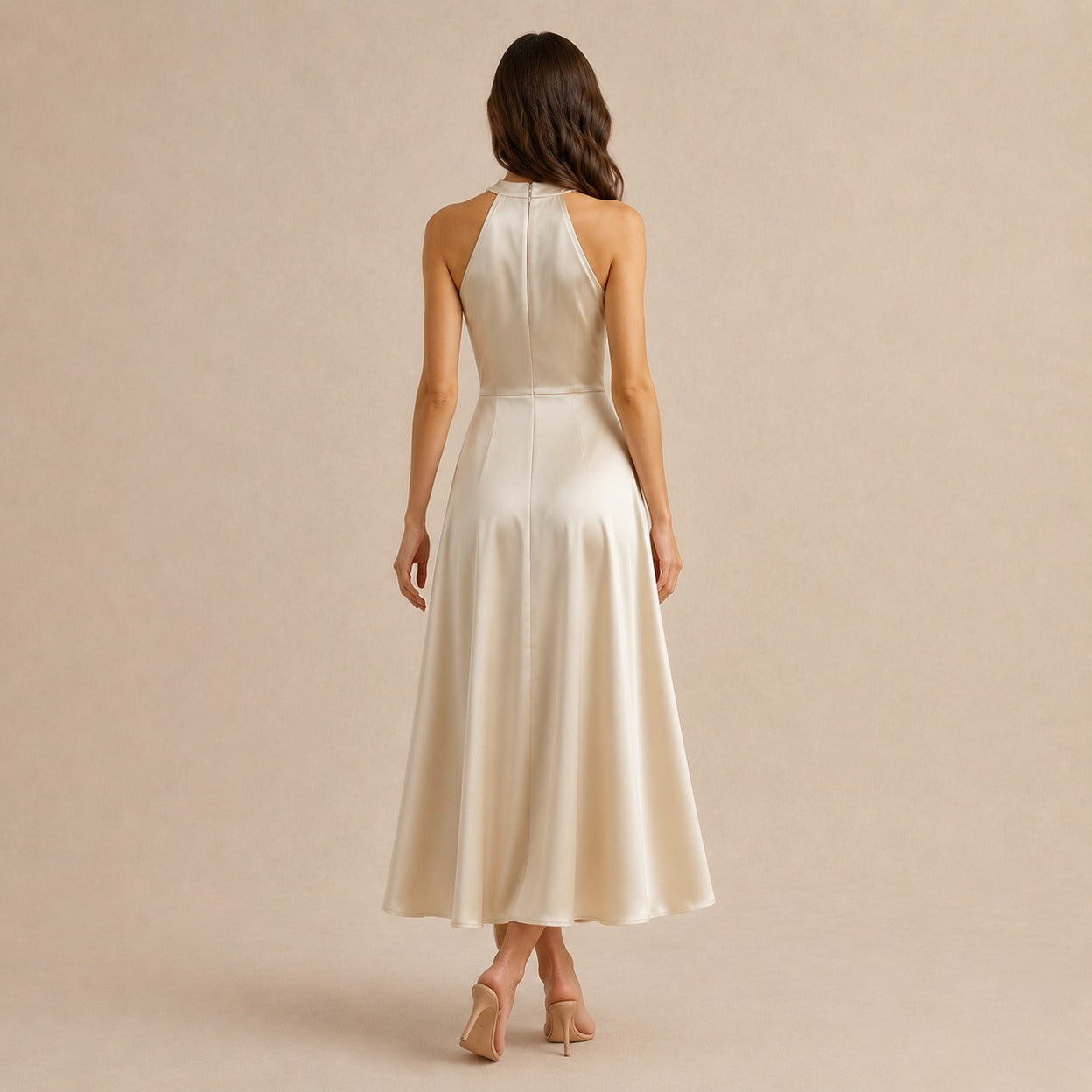 Satin Halter Formal Maxi Dress