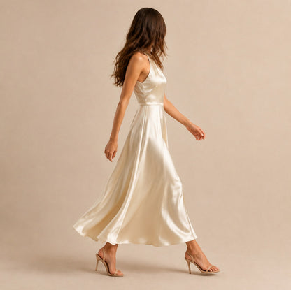 Satin Halter Formal Maxi Dress