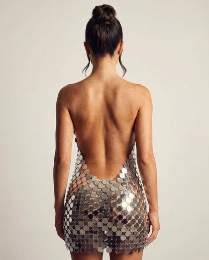Sequin Halter Formal Mini Dress