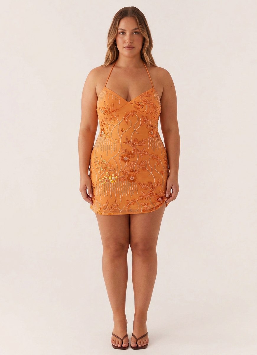 Sequin Halter Sweetheart Mini Dress