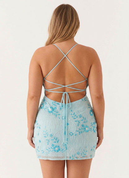 Sequin Halter Sweetheart Mini Dress