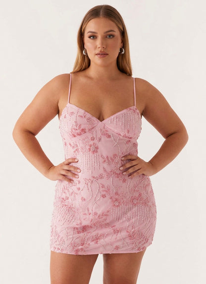 Sequin Halter Sweetheart Mini Dress