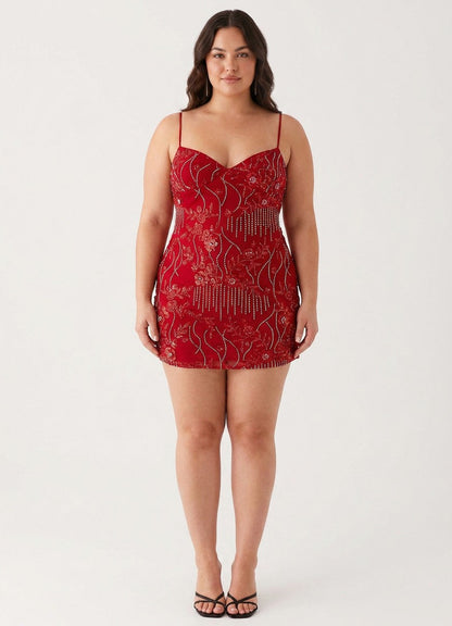 Sequin Halter Sweetheart Mini Dress