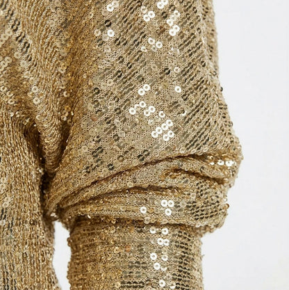 Sequin 3/4 Sleeve Off Shoulder Mini Dress