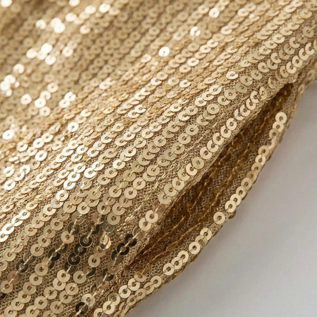 Sequin 3/4 Sleeve Off Shoulder Mini Dress