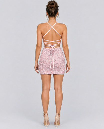 Sequin Scoop Neck Fitted Mini Dress