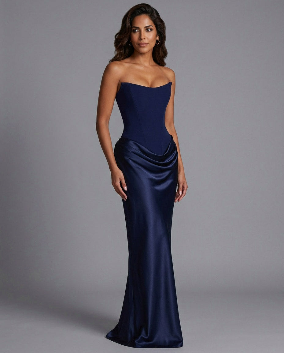 Strapless Corset Formal Maxi Dress