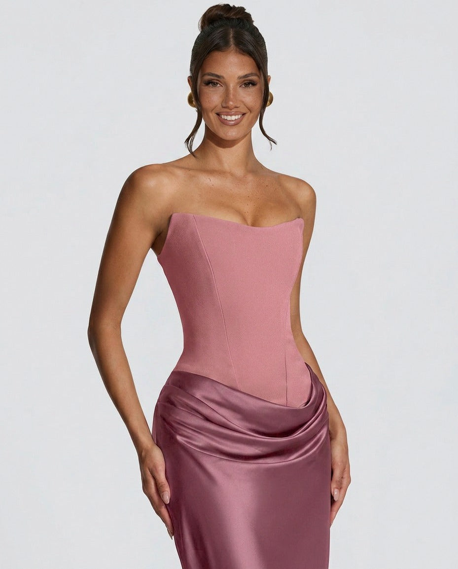 Strapless Corset Formal Maxi Dress