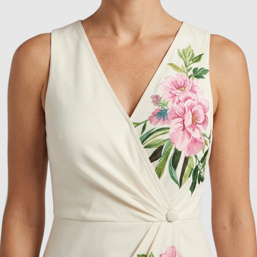 Floral Gathered Formal Maxi Dress